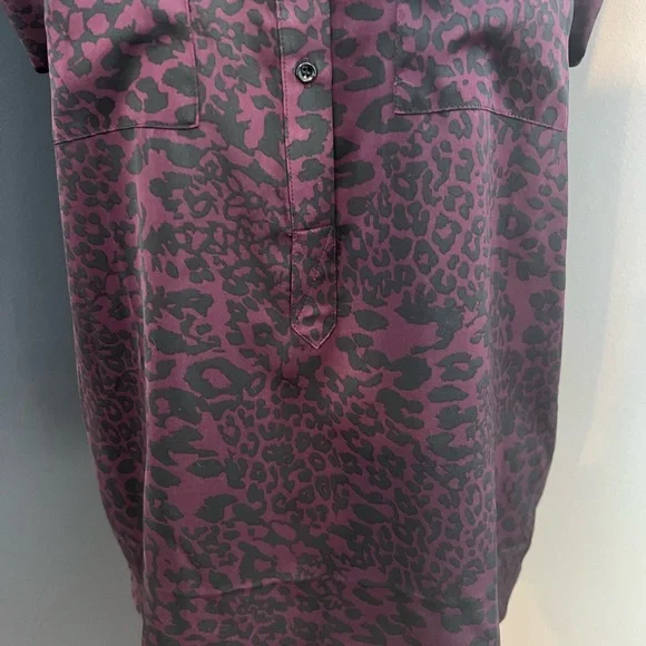 Trouve Dark Purple Animal Print Blouse - Picture 7 of 8